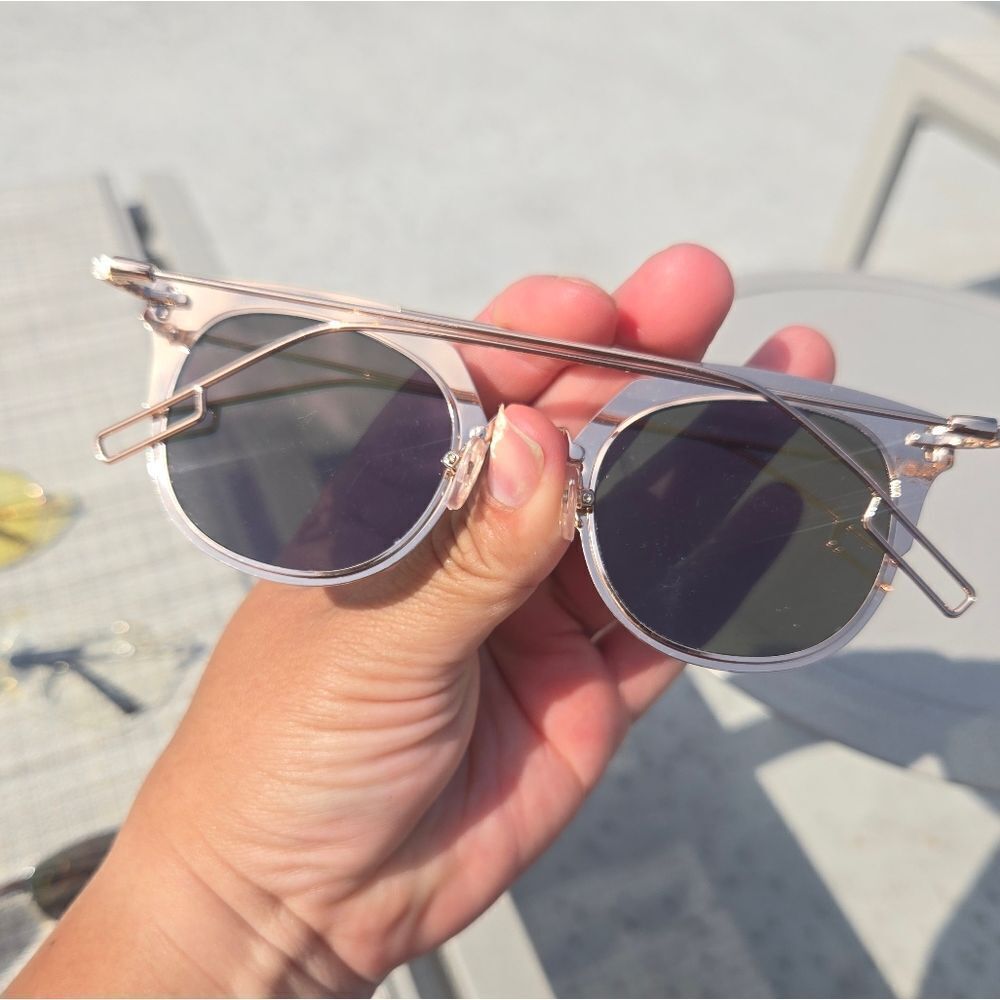 Rose Gold Frame Mirror Lens Sunglasses Classic Cat Eye - Picture 5 of 7